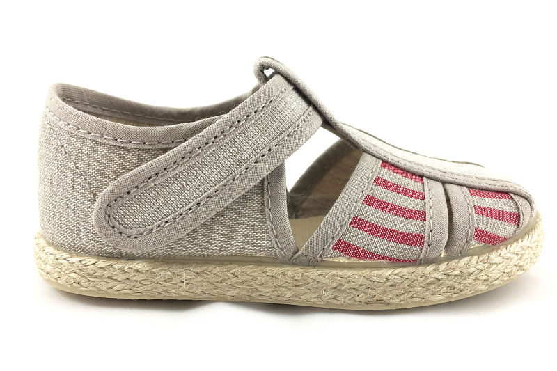 Sandalia de Lona con Velcro Rojo. Talla 20.