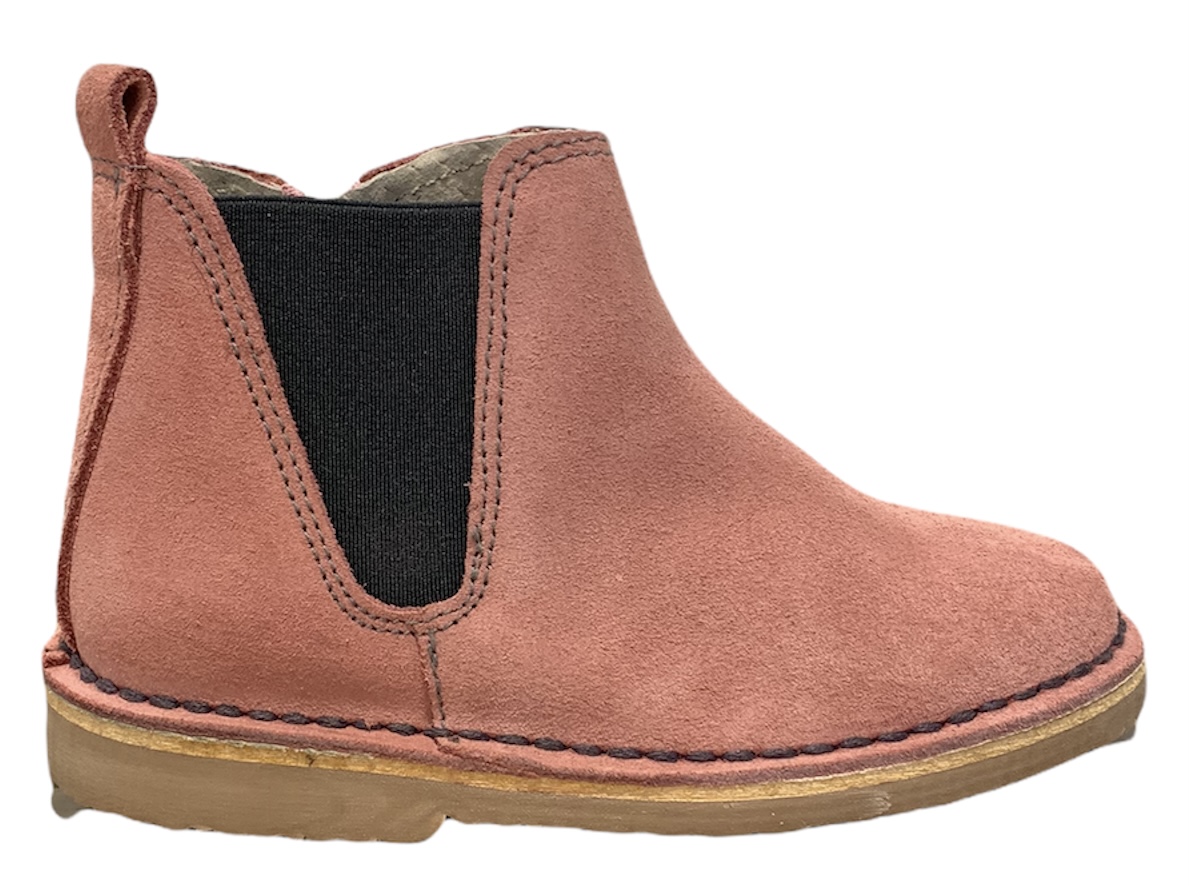 Botín en serraje rosa con elástico gris ATXA