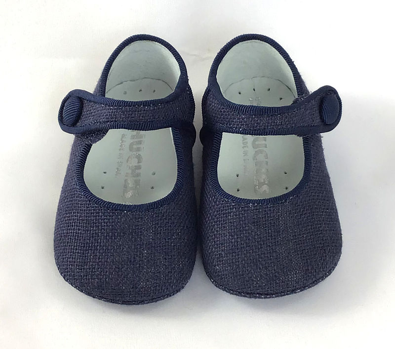 imagen principal Mercedita sin suela en lino Azul Marino. Tallas desde 17 a 20.