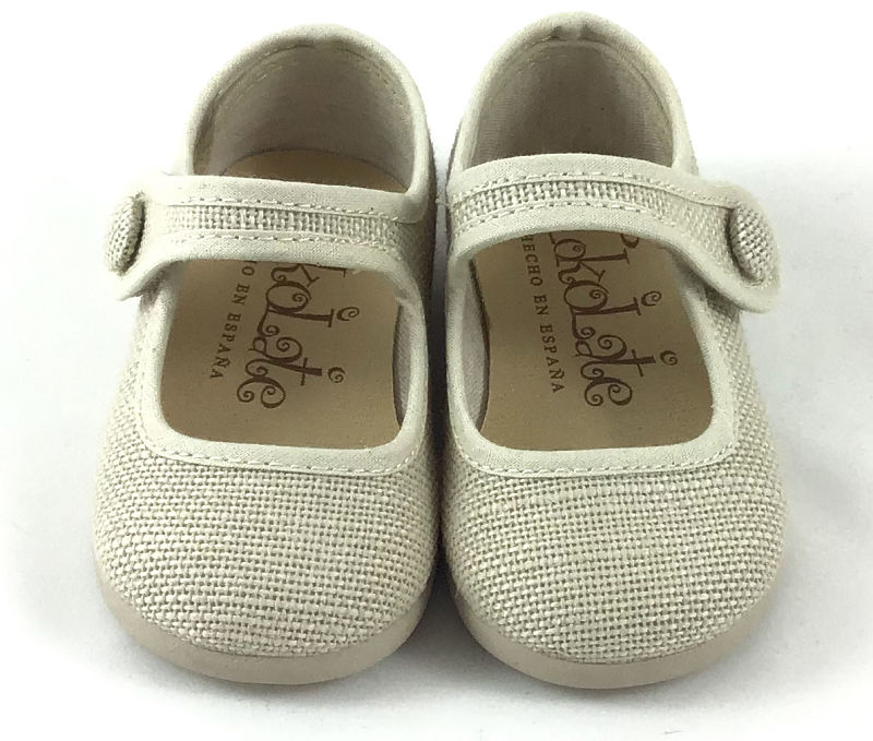 imagen principal Mercedita con velcro en lino Hielo. Tallas 18 a 31