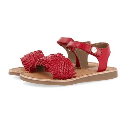 Sandalia de piel rojo con velcro