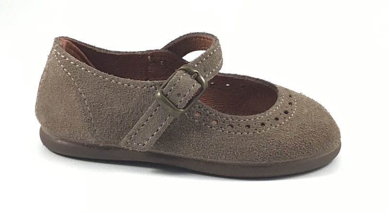 Mercedita Serraje con picado con hebilla al empeine Taupe