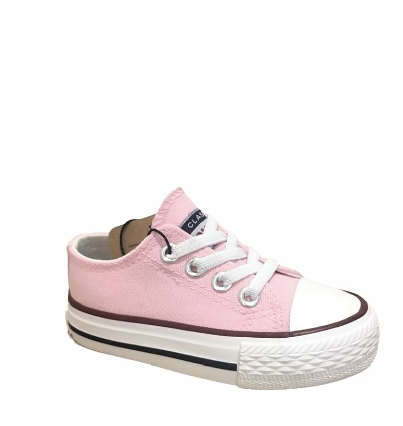Bamba lona rosa con cordón elástico