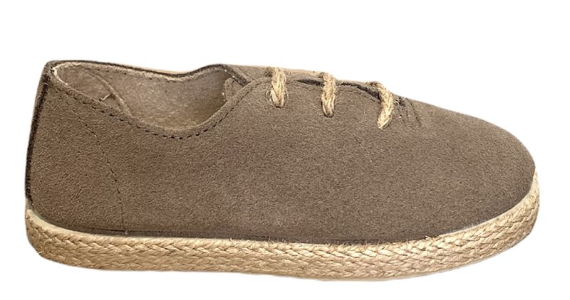 Zapato en serraje taupe cordón de cuerda BATILAS