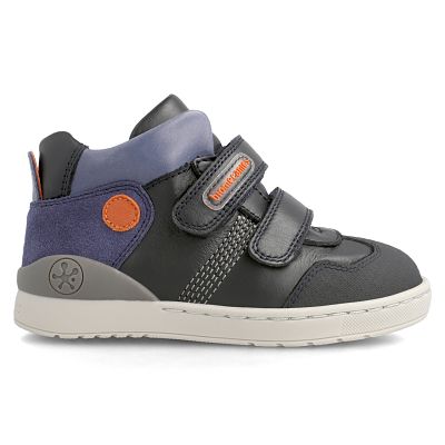 Bota en piel y serraje azul marino y azul con velcros Biomecanics