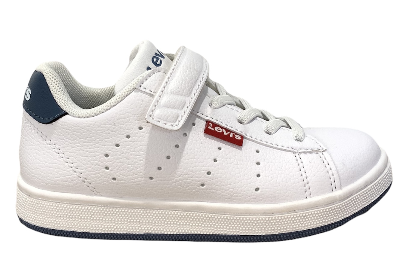 Zapatilla blanca con cordón elástico y velcro