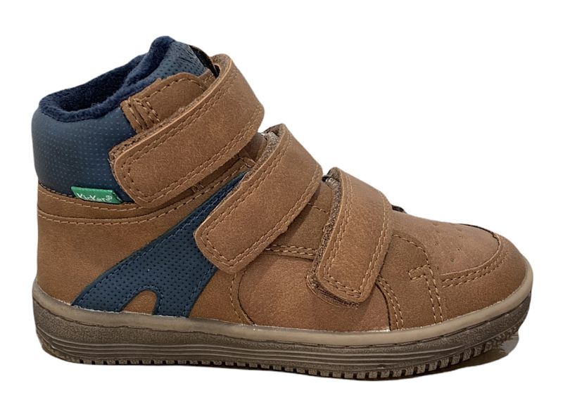 Bota en piel marrón con velcros KICKERS