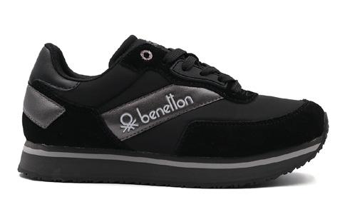 Zapatilla cordones negro y gris BENETTON