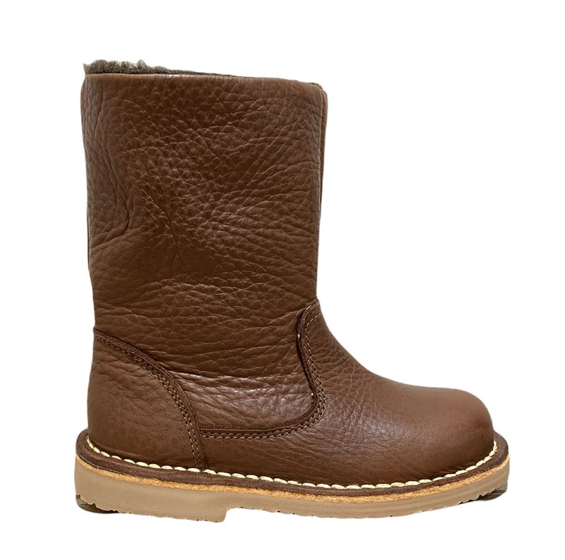 Bota en piel cuero con borreguito interior y cremallera ATXA