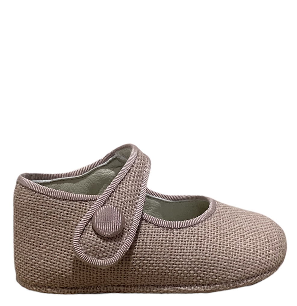 Mercedita en lino rosa palo con velcro