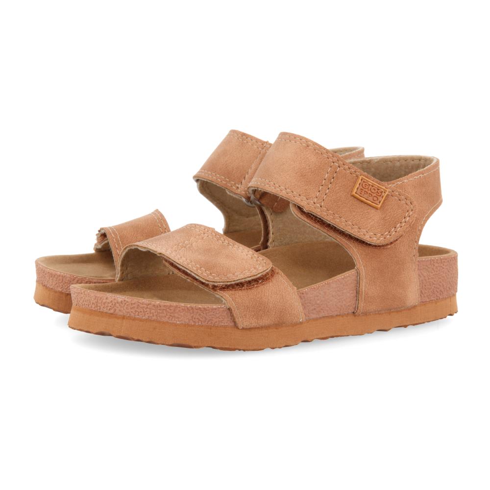 Sandalia bio con velcros en color cuero