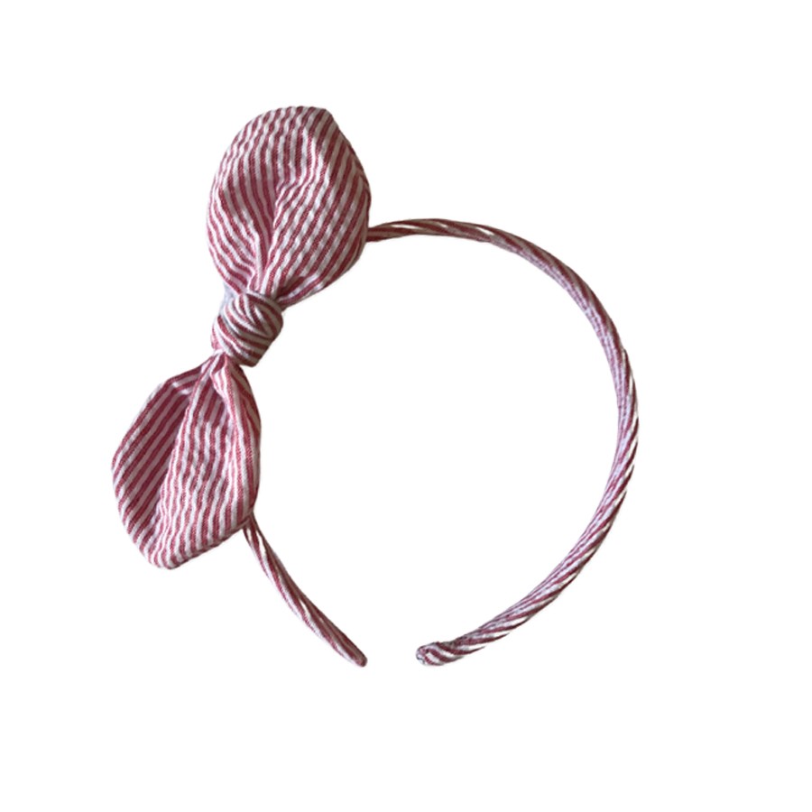 Diadema con lazo de rayitas rojo Cuini