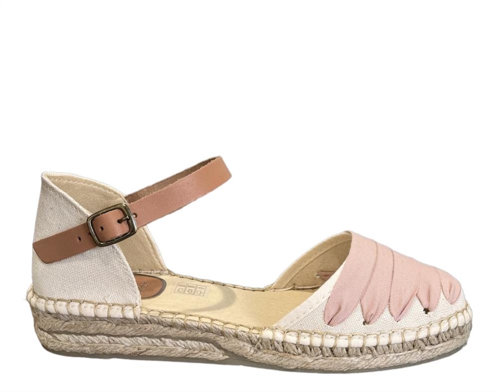 Sandalia yute con cintas rosa 