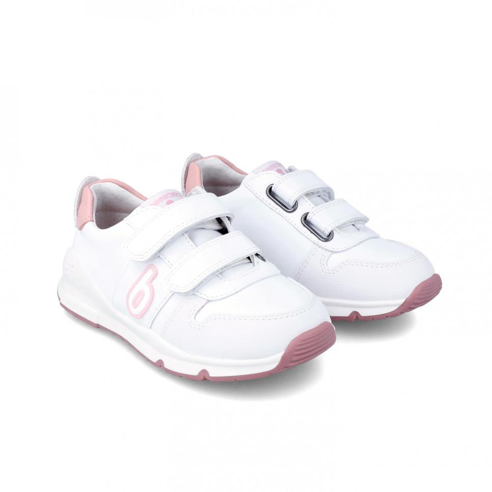 Zapatilla deporte blanco con detalle rosa Biomecanics