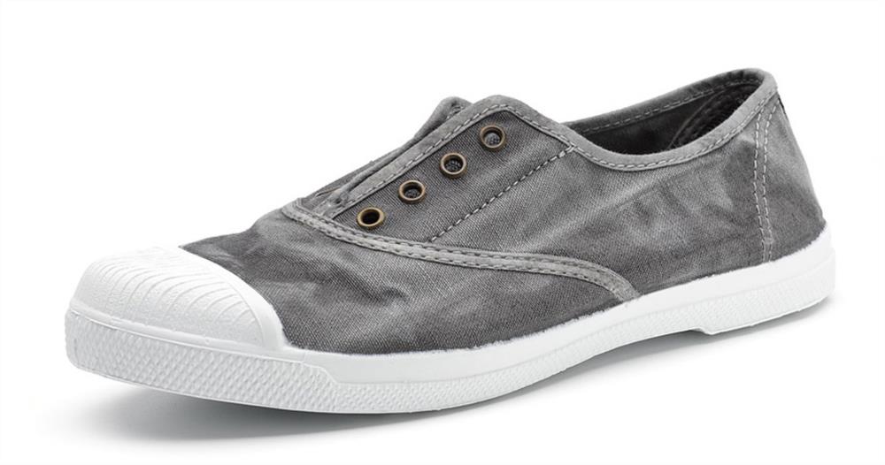 Zapatilla de lona gris con elastico y puntera Natural World