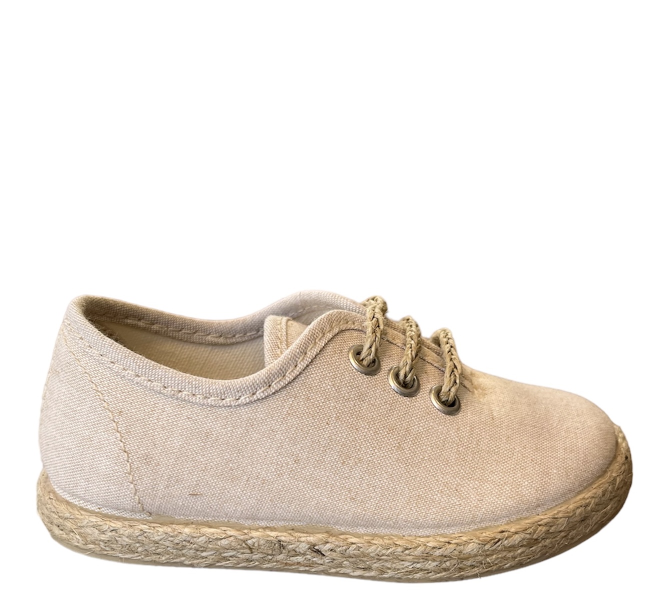 Zapato de cordones en tela oxford beige TOKOLATE