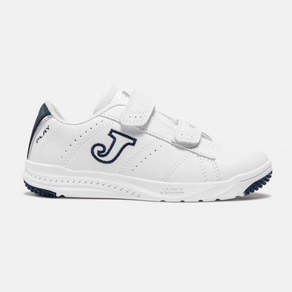 Zapatilla deporte blanca con detalle azul marino