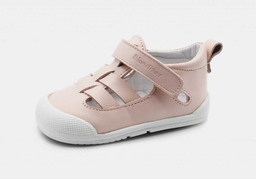 Sandalia de piel rosa Blanditos con velcro