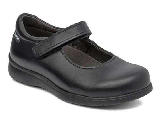 Zapato de cole en piel negro con velcro GORILA