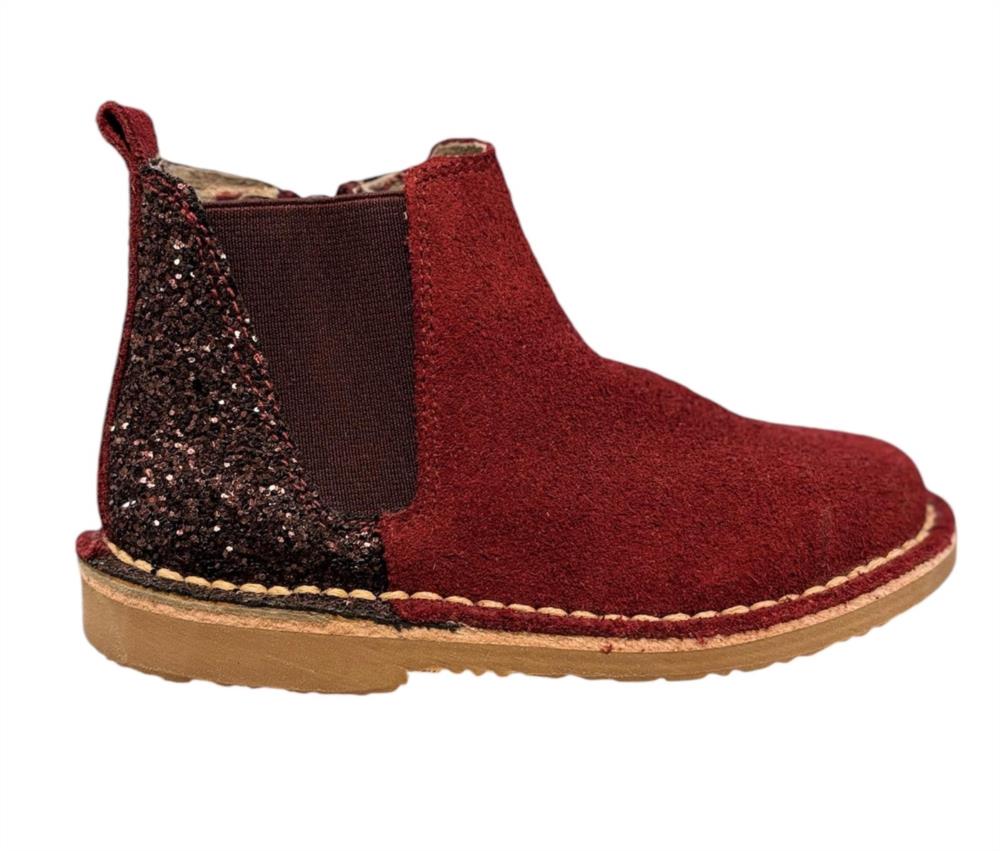 Bótin chelsea serraje burdeos glitter burdeos