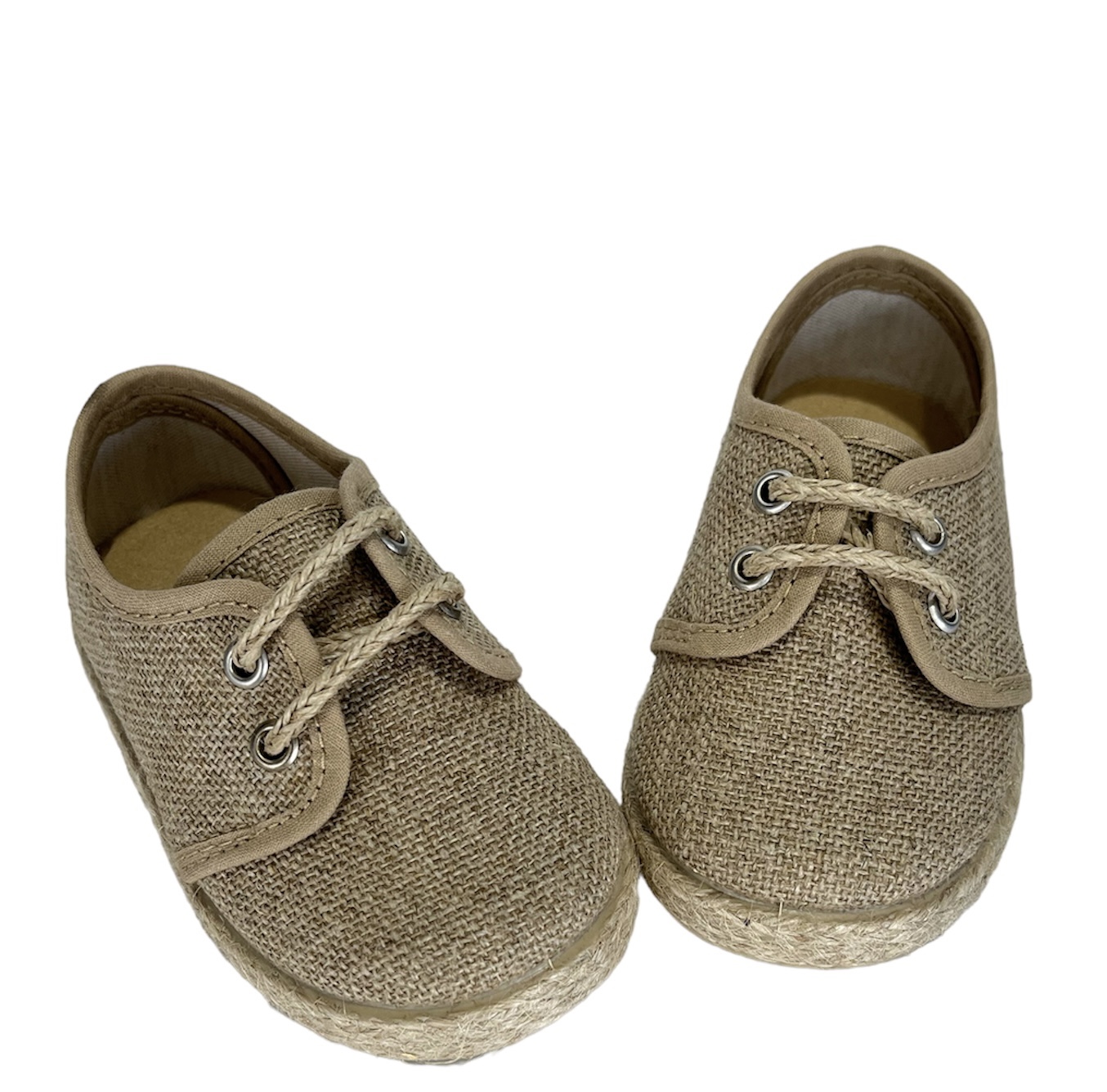 Zapato de cordones de lino tostado