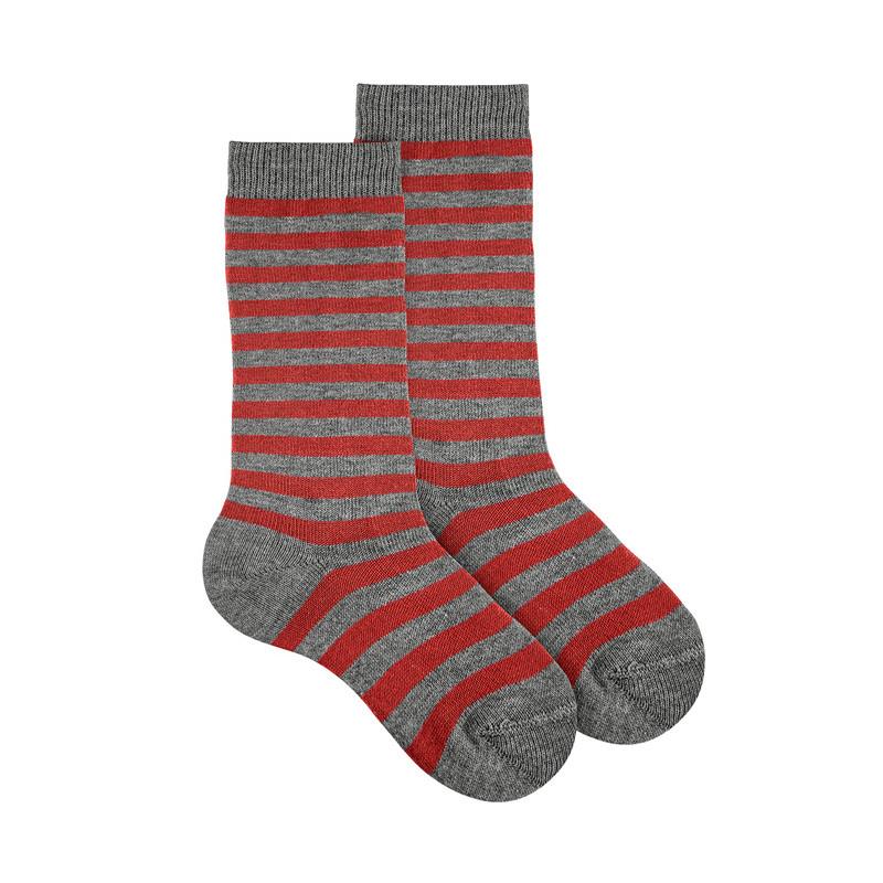 calcetin altos rayas gris
