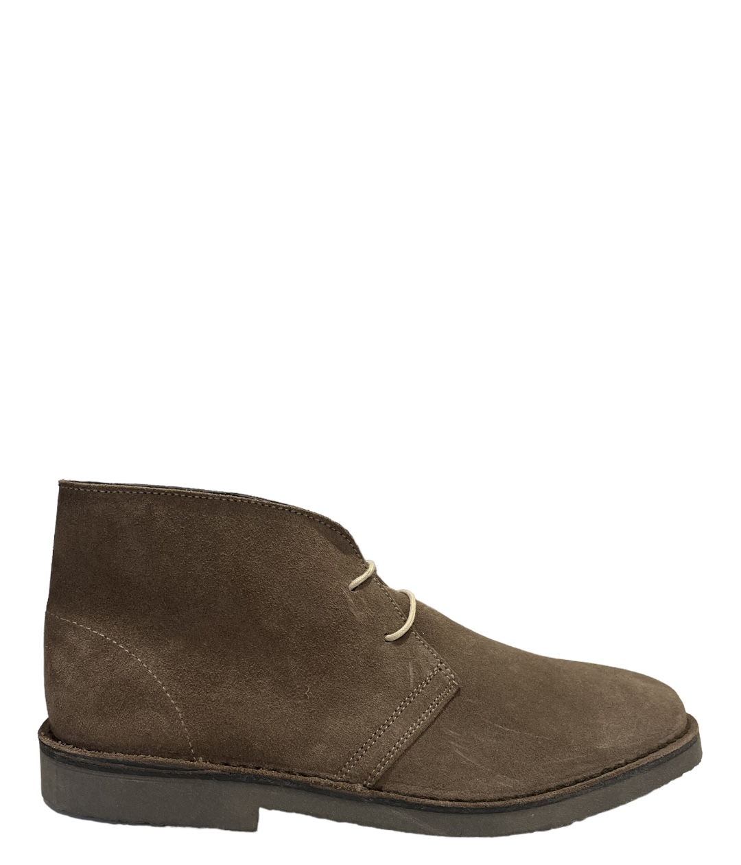 Zapato abotinado con cordones en serraje topo
