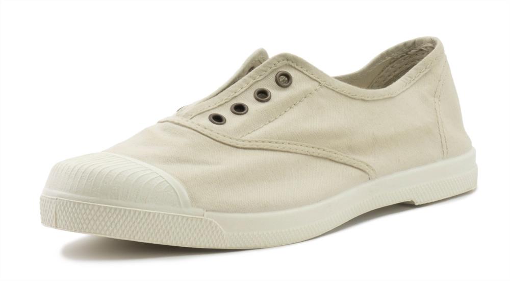 Zapatilla de lona crudo con elástico y puntera de goma Natural World. Tallas 35 a 41