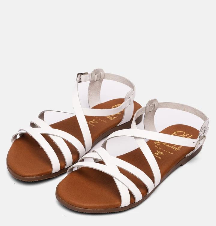Sandalia de piel blanco con hebilla 