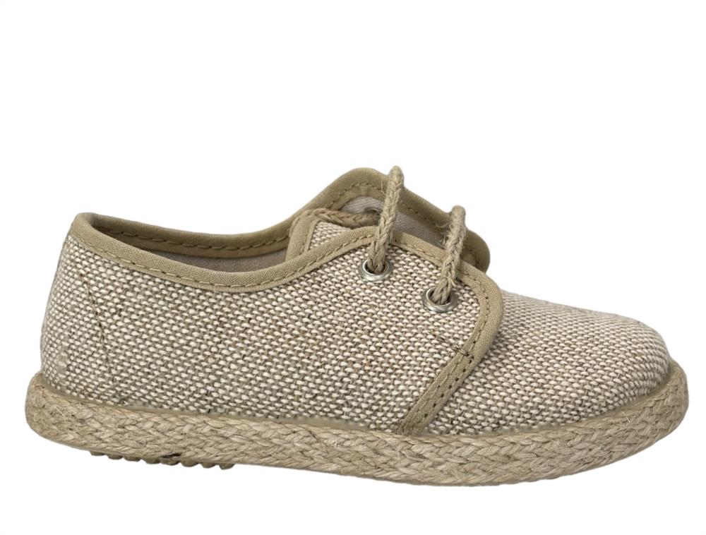 Zapato lino color natural con cordones