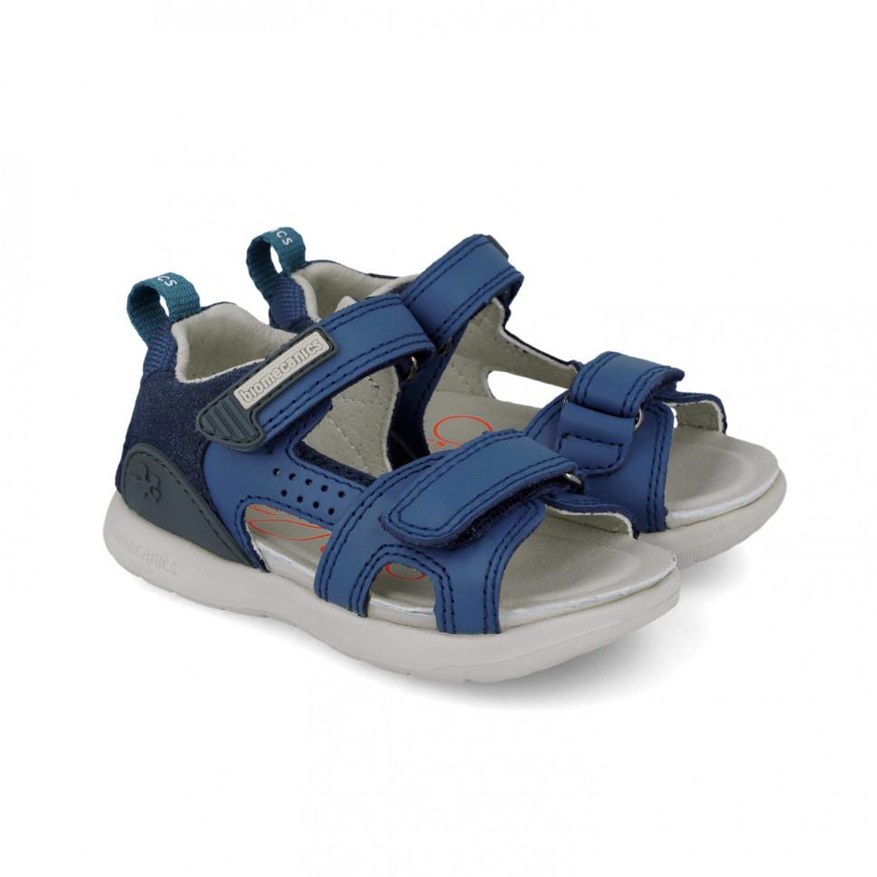 Sandalia en piel azul con velcros BIOMECANICS