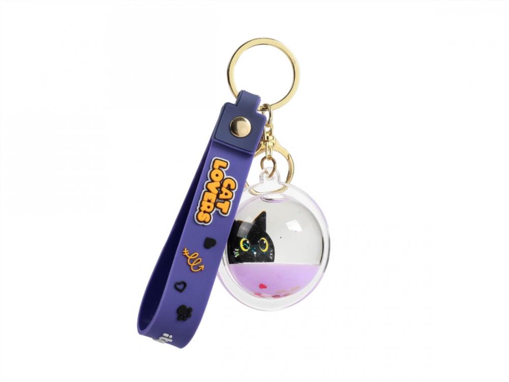 Llavero esfera liquido gato negro