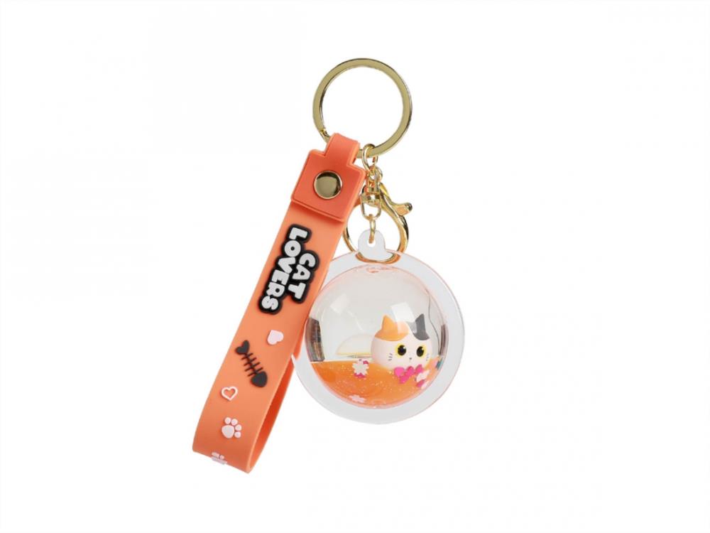 Llavero esfera liquido gato tricolor