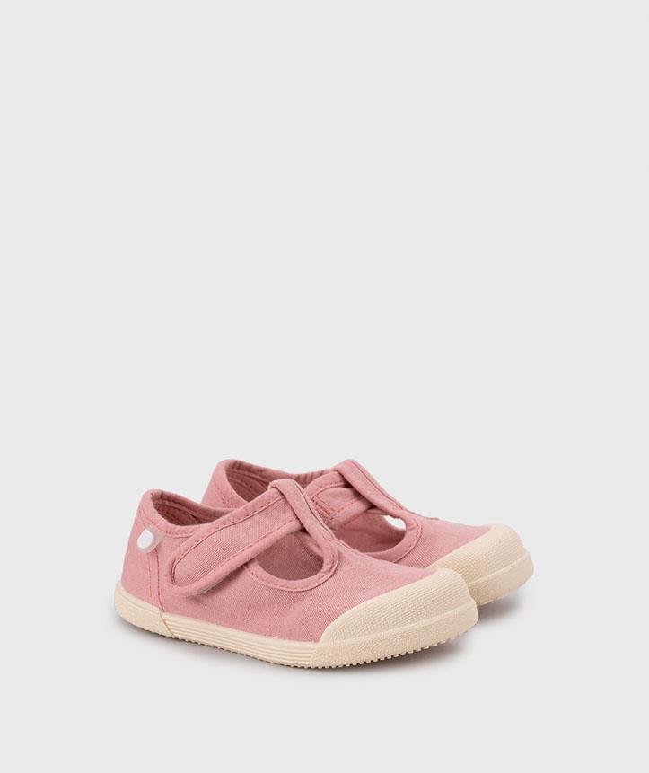 Pepito barefoot de lona rosa con puntera