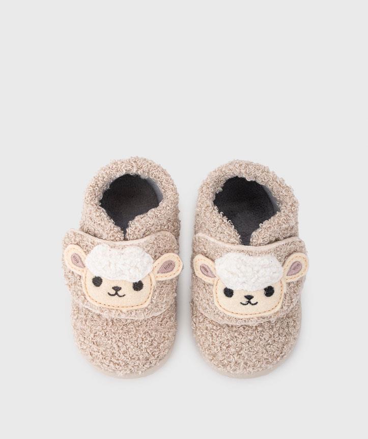 Zapatilla de casa respetuosa oveja con velcro IGOR