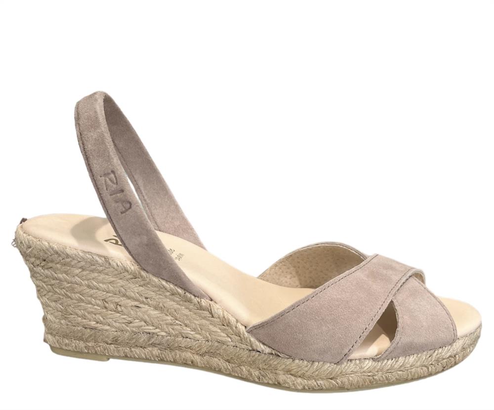 Alpargata con cuña de yute en nobuck gris perla RIA